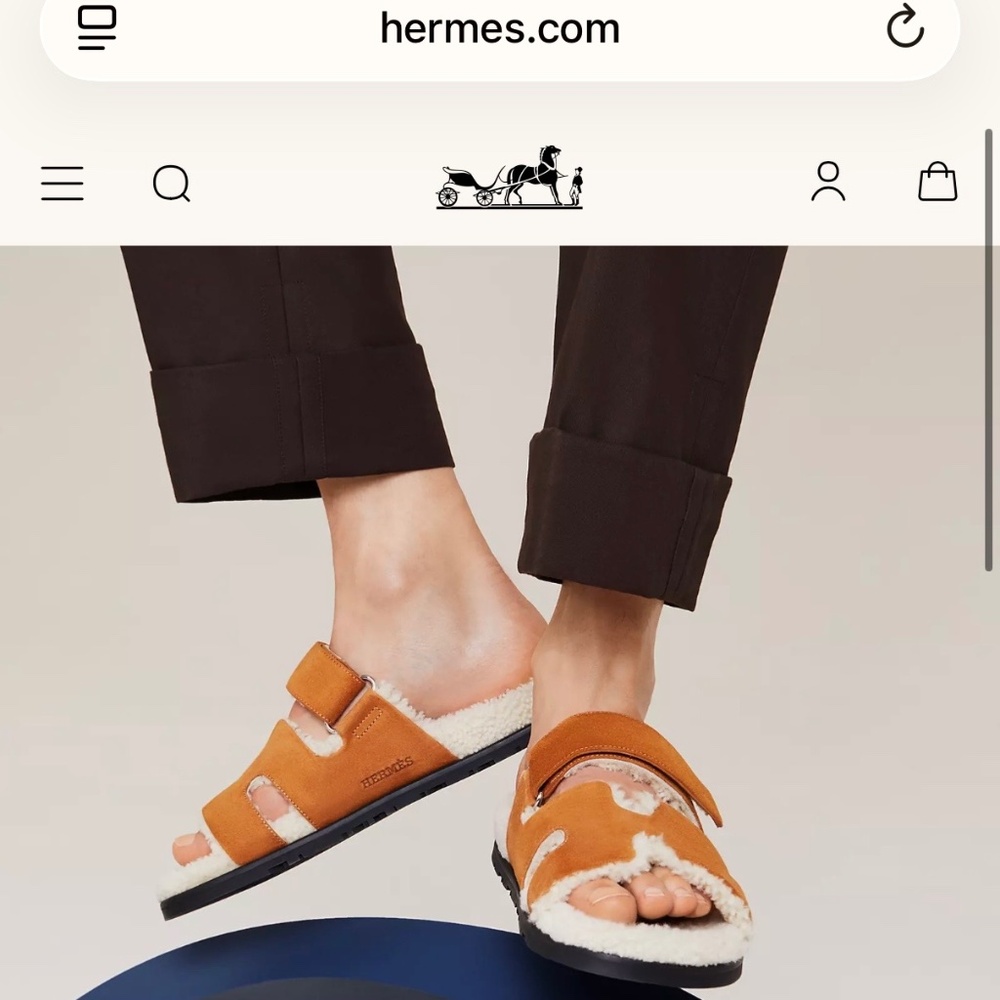 Authentic Hermes Shearling Chypre Sandal